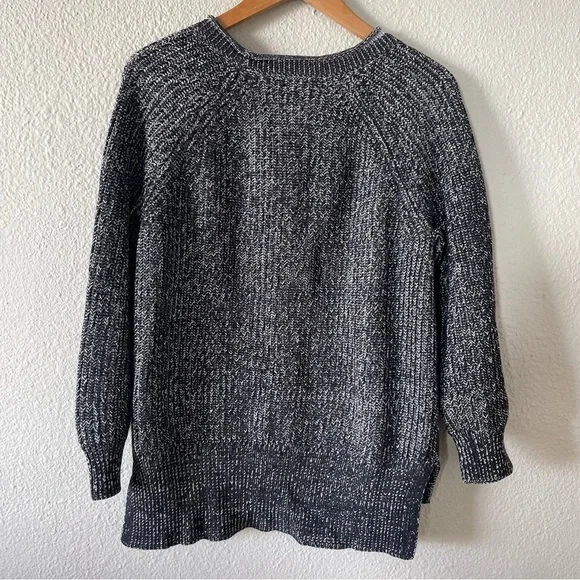 Ellen Tracy Knit Tunic Sweater Women’s L Black Marbled Cotton Rolled Round Neck - Picture 9 of 13